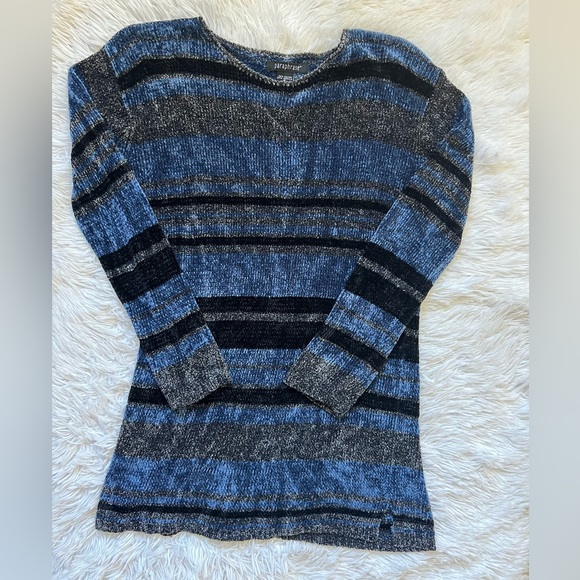 Y2K Velvet Knit Vtg Paraphrase Sweater Women’s Size S Striped Holiday Winter - Picture 1 of 15